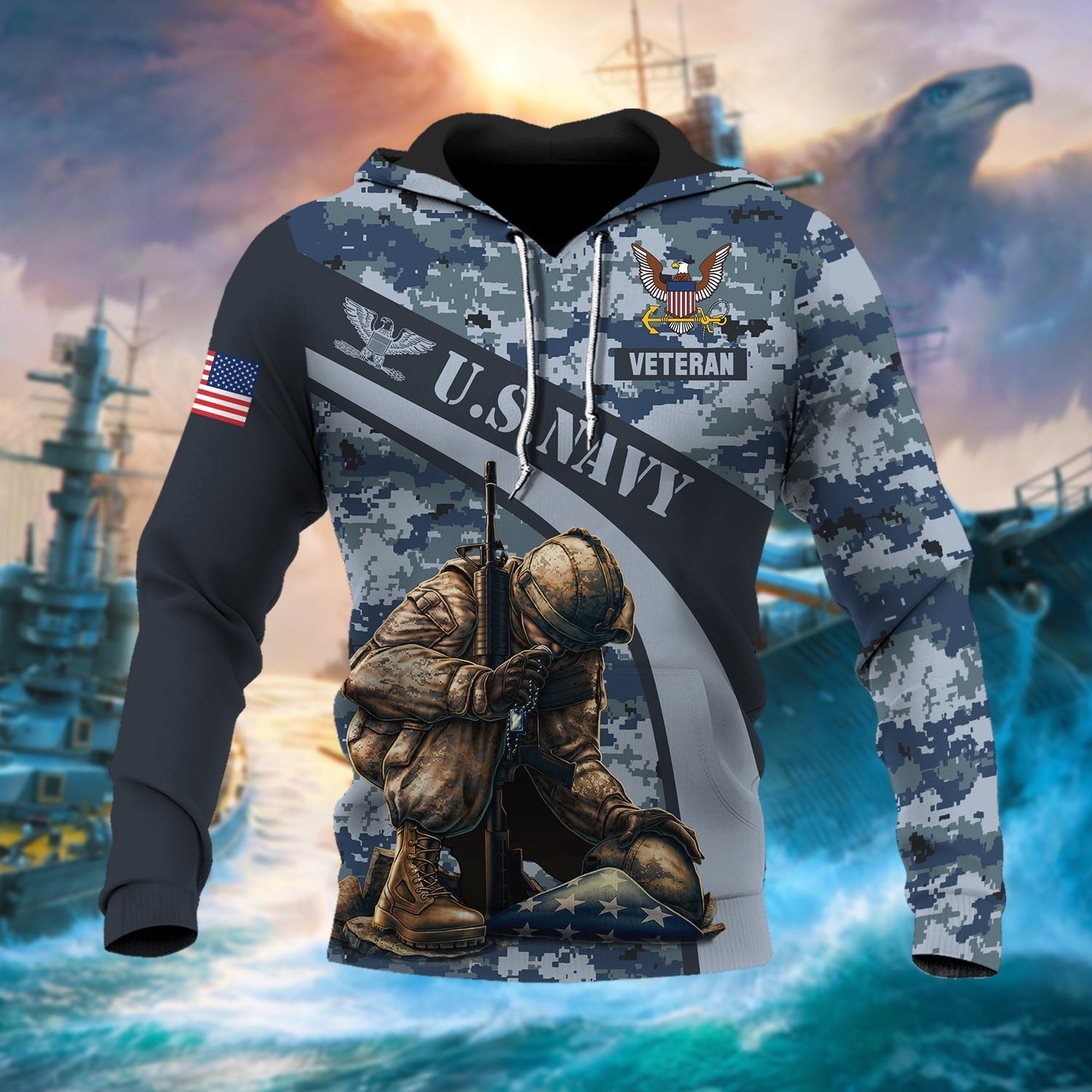 Premium Multiple US Military Services Veteran Hoodie PVC050102