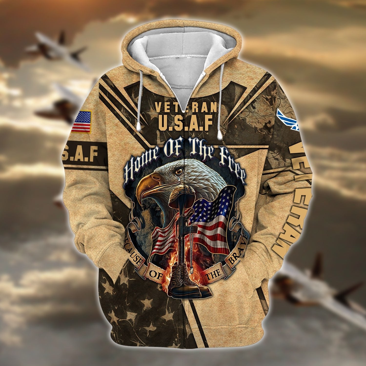 Premium Multiple US Military Services Veteran Zip Hoodie PVC271202