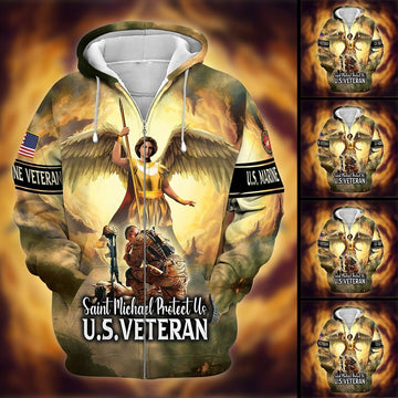 Premium Saint Michael Protect Us Zip Hoodie PVC050103