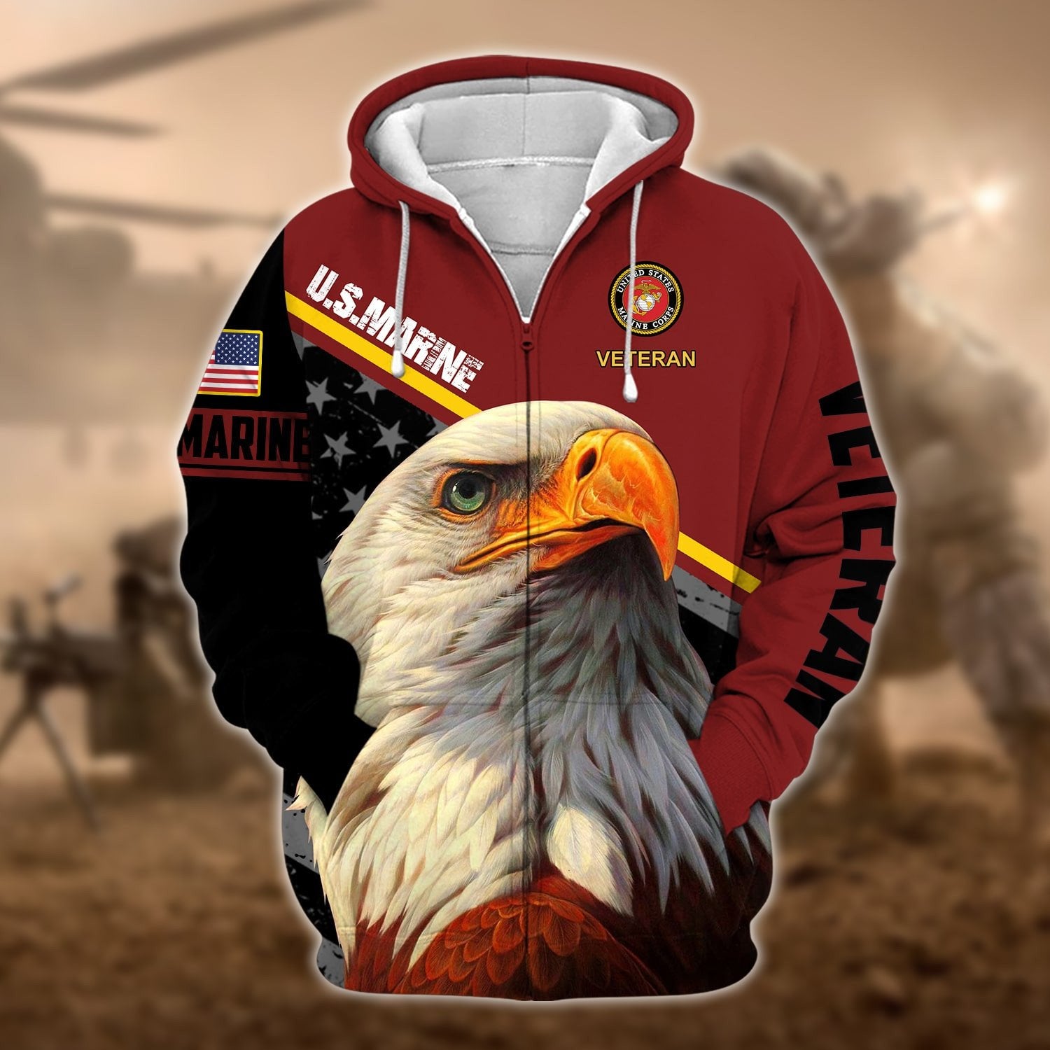 Premium Multiple US Military Services Veteran Zip Hoodie PVC070102