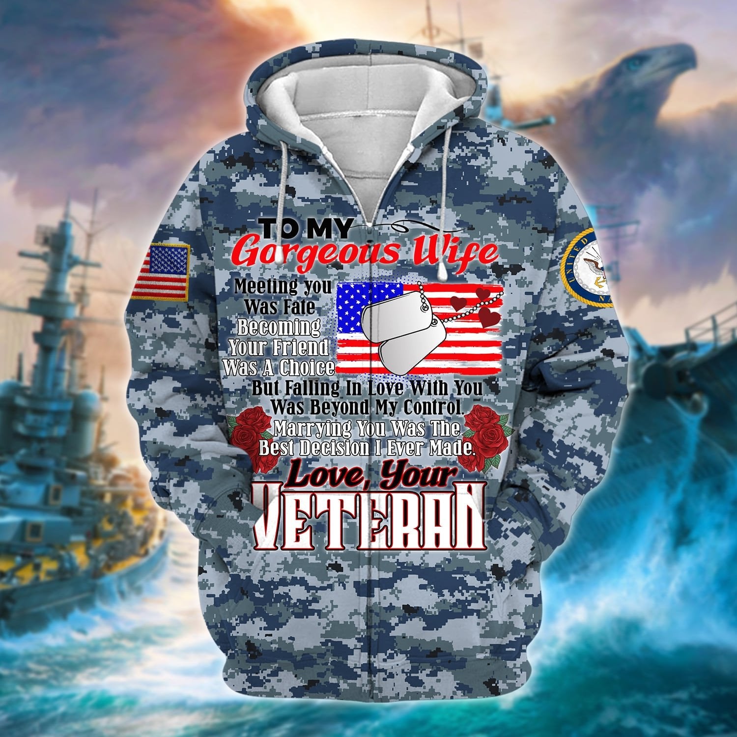 Unique Multiple Service To My Gorgeous Wife Zip Hoodie TVN070103