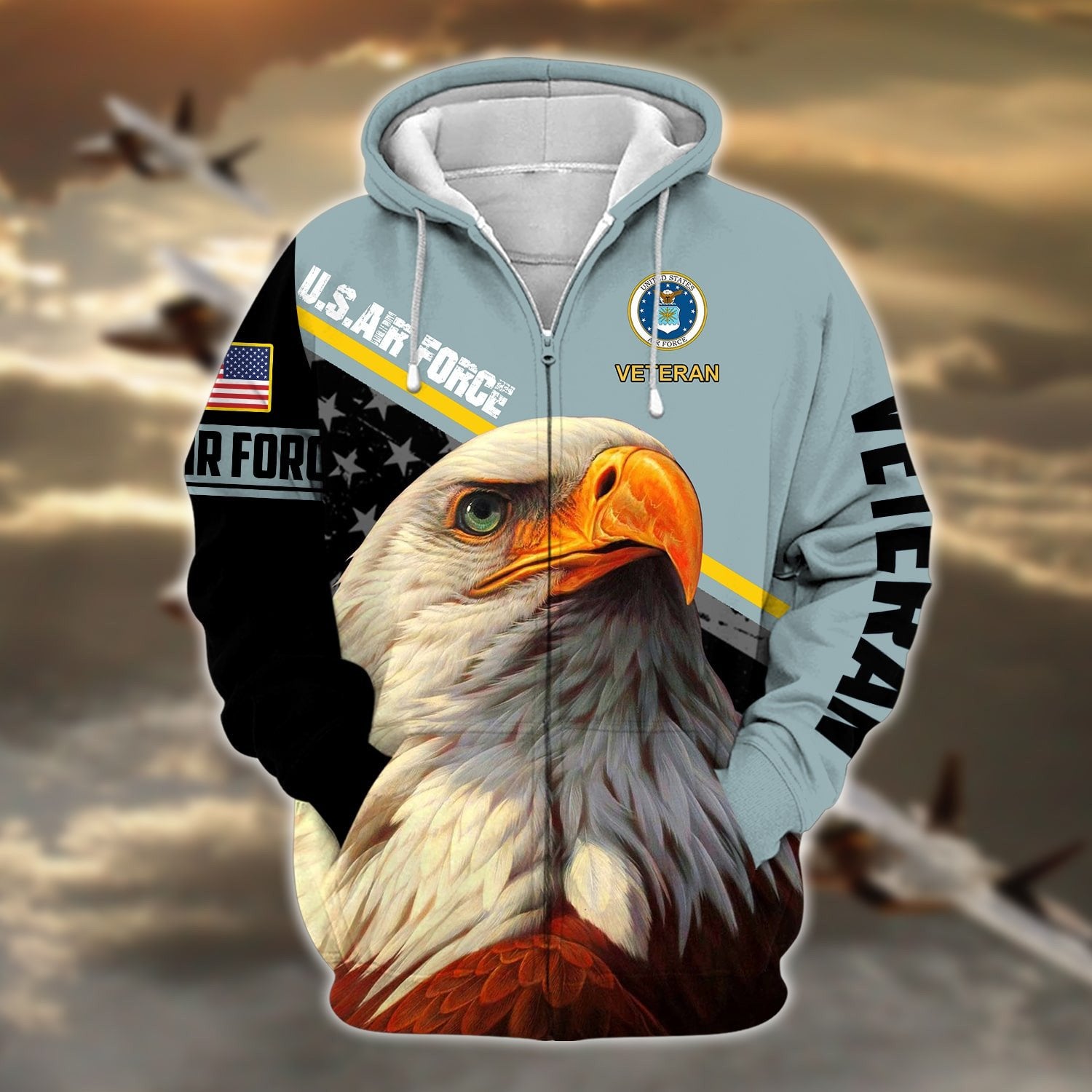 Premium Multiple US Military Services Veteran Zip Hoodie PVC070102