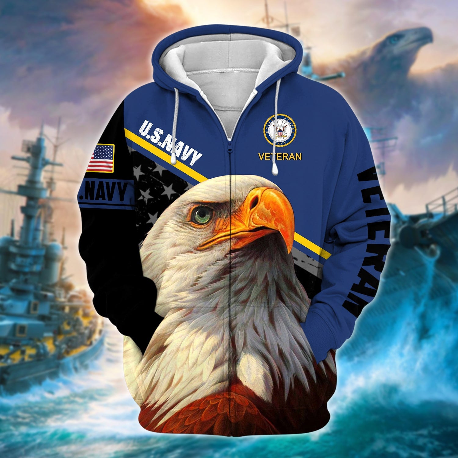 Premium Multiple US Military Services Veteran Zip Hoodie PVC070102