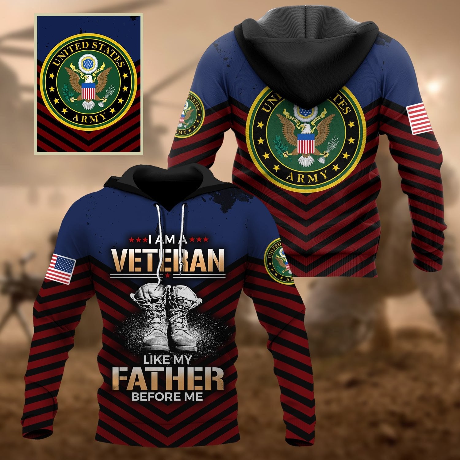 Premium Multiple US Military Services Veteran Hoodie PVC080101