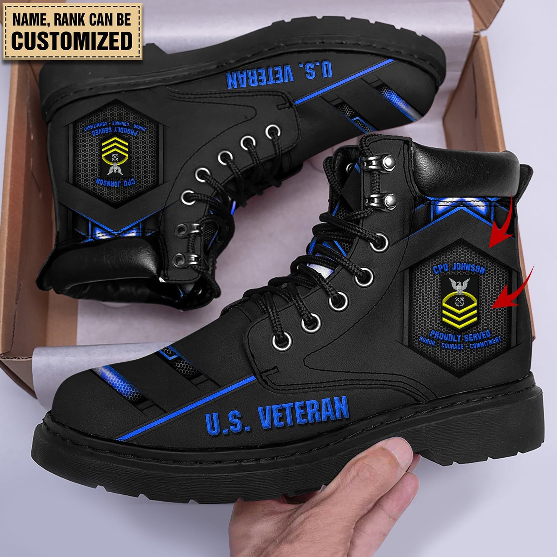 Personalised Multiple Service U.S Veteran Boots & Cap TVN080105