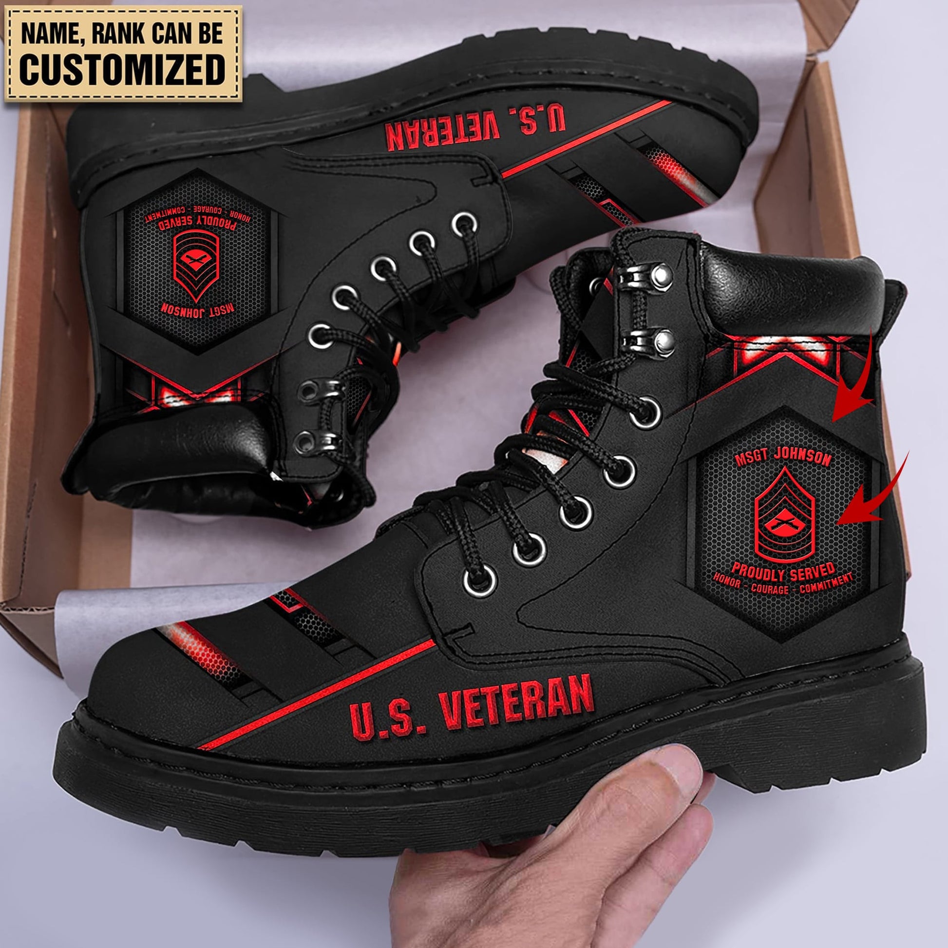 Personalised Multiple Service U.S Veteran Boots & Cap TVN080105