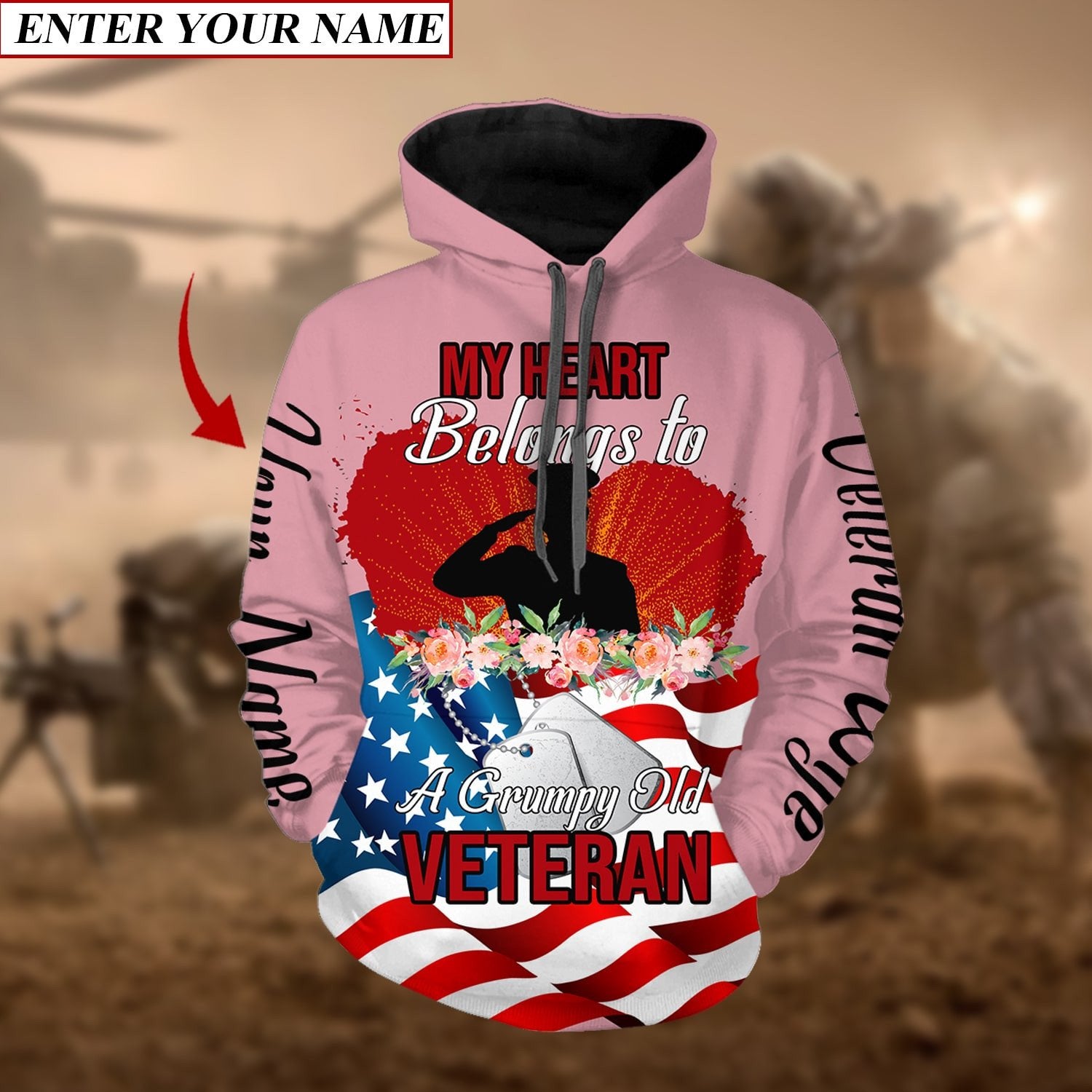 Personlised My Heart Belongs To A Grumpy Old Veteran Hoodie Legging Set TVN070102