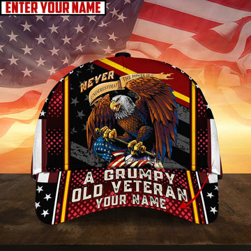 Never Underestimate The Power Of A Grumpy Old Veteran Personalize 3D Cap TVN080106