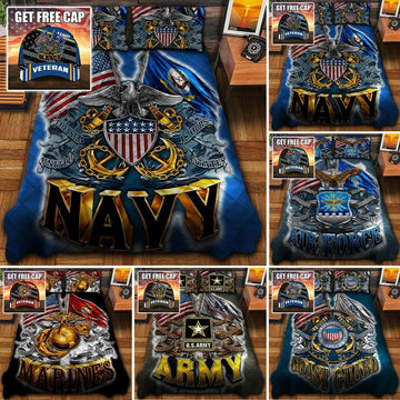 Premium Multiple US Military Services Veteran Bedding Set PVC231203(Free Cap)