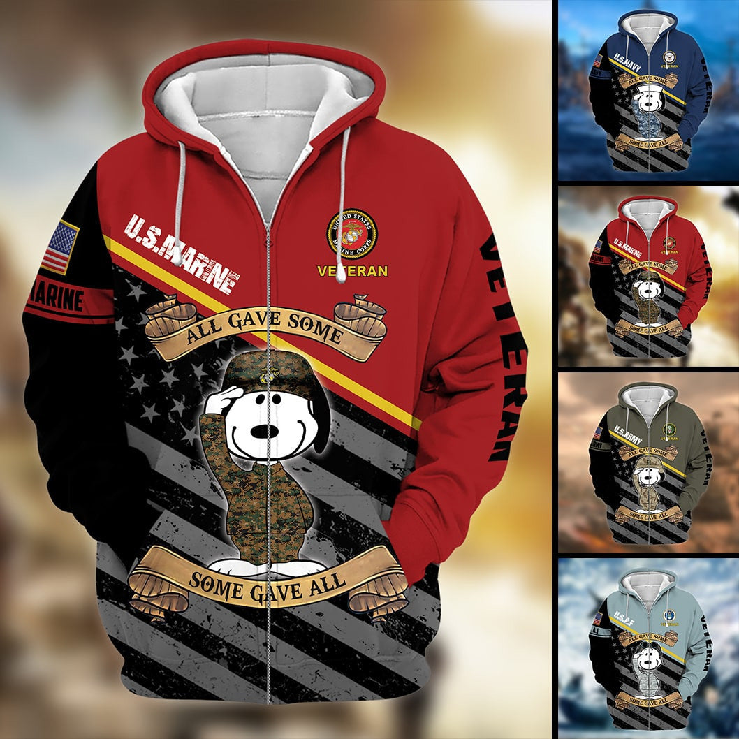 Premium Multiple US Military Services Veteran Zip Hoodie PVC070101
