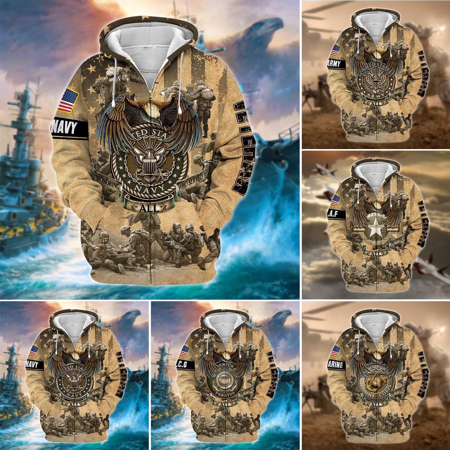 Premium Honoring All Who Served Zip Hoodie TVN120105