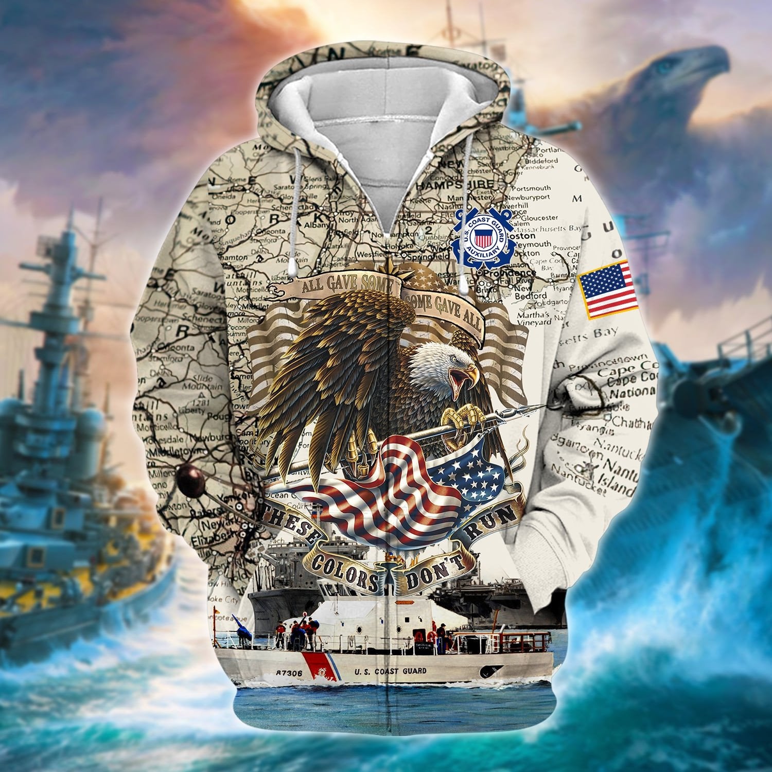 Unique U.S Veteran These Colors Don't Run Zip Hoodie TVN080101