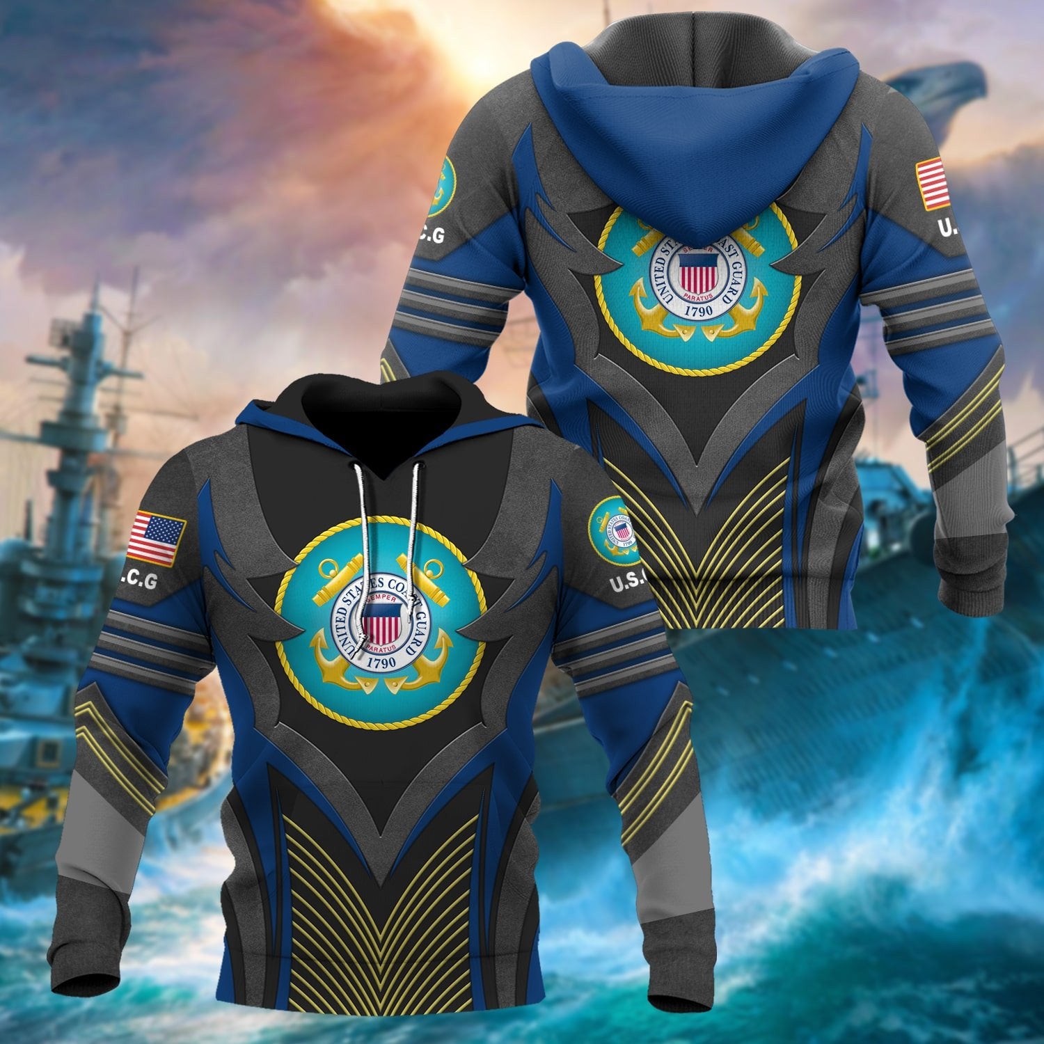 Premium Multiple US Military Services Veteran Hoodie PVC120101