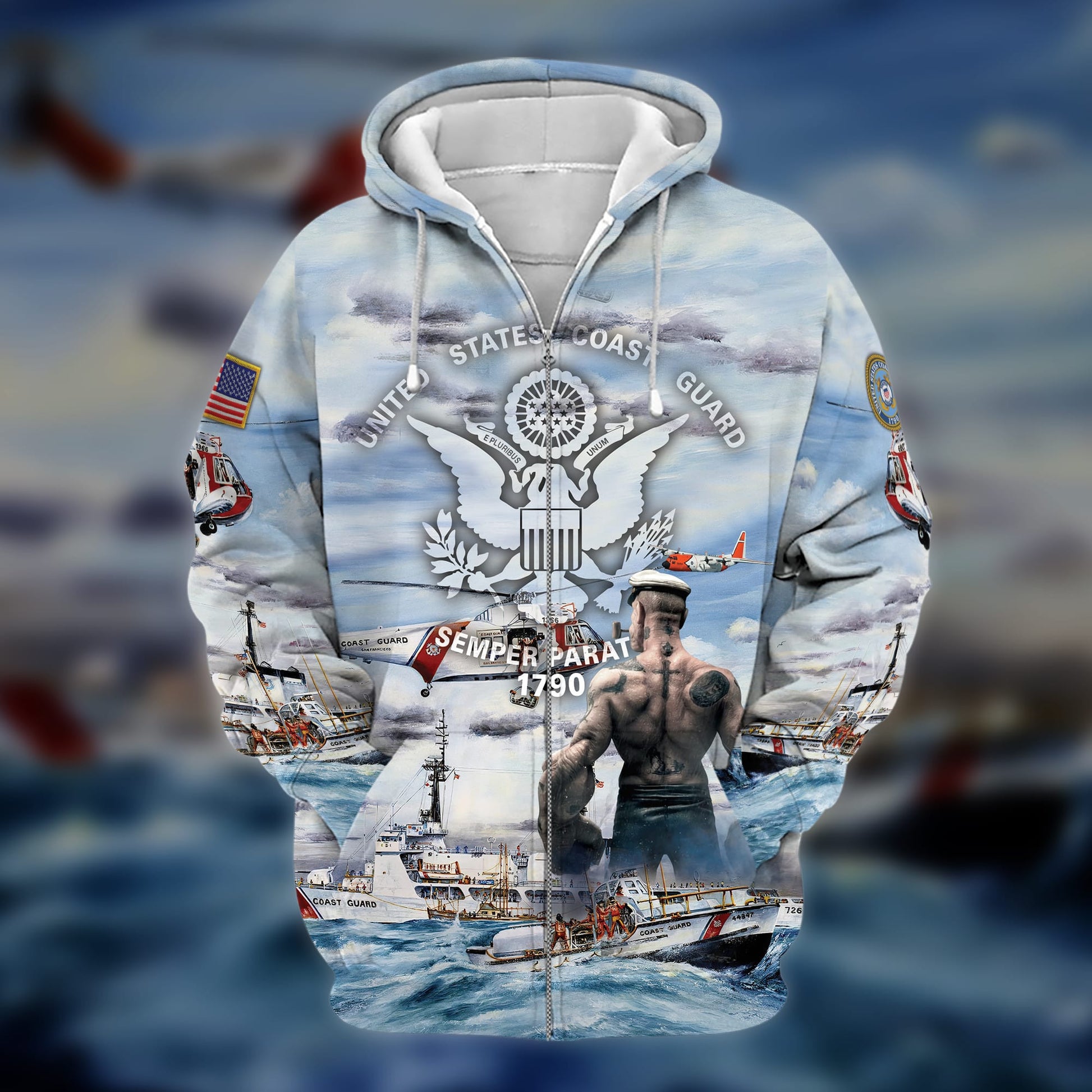 Unique Popeye U.S.C.G Zip Hoodie TVN080102