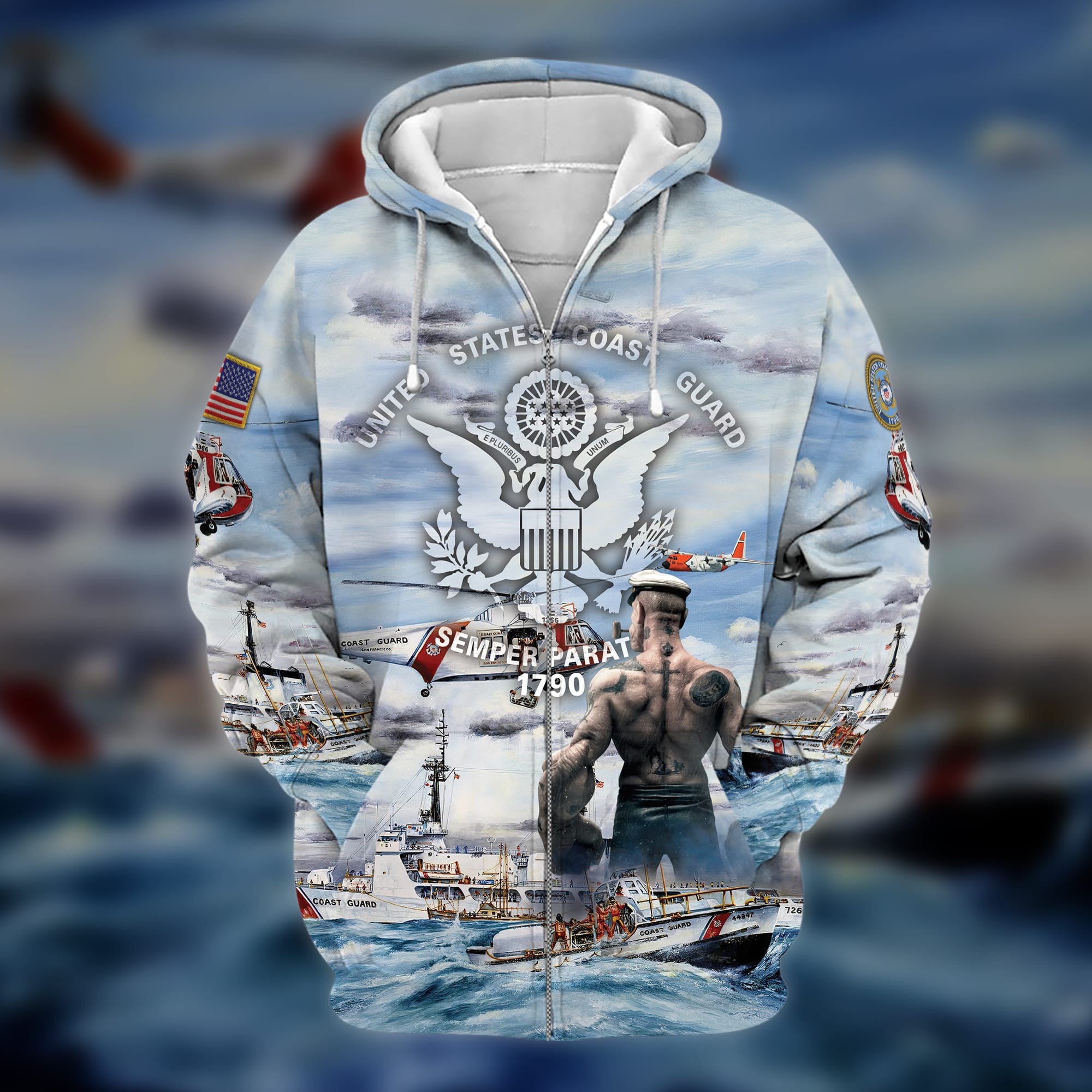 Unique Popeye U.S.C.G Zip Hoodie TVN080102