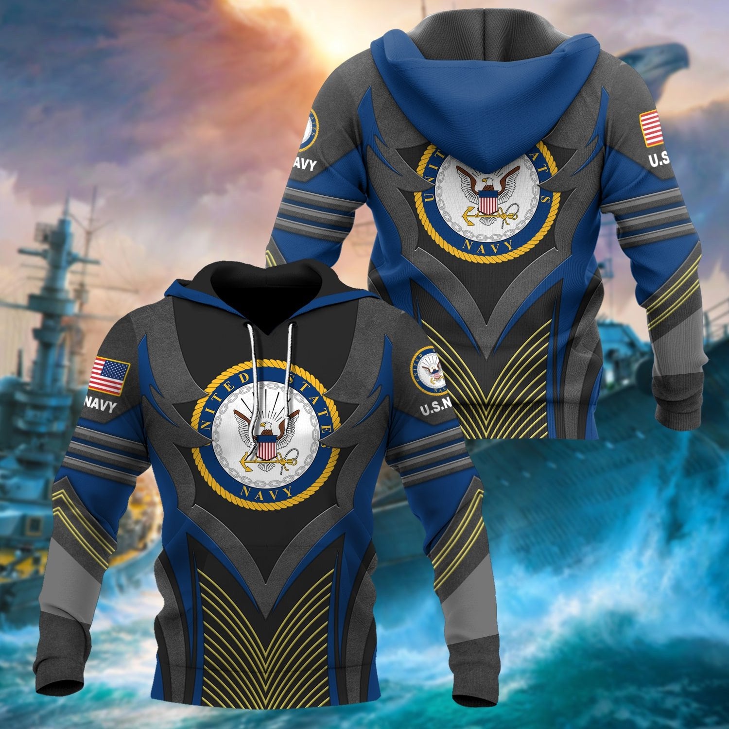 Premium Multiple US Military Services Veteran Hoodie PVC120101