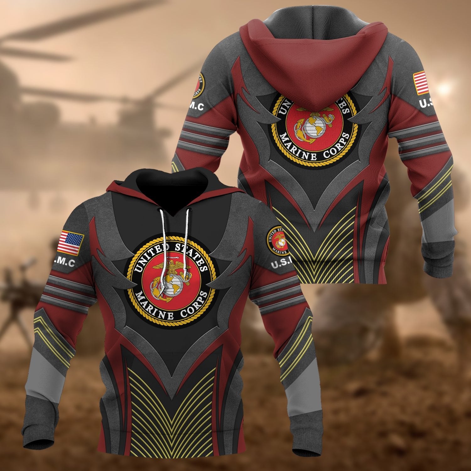 Premium Multiple US Military Services Veteran Hoodie PVC120101