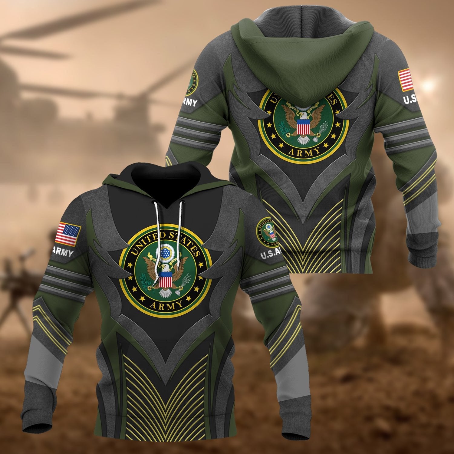 Premium Multiple US Military Services Veteran Hoodie PVC120101