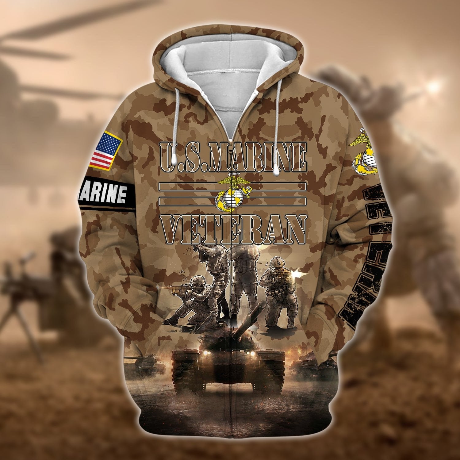 Premium Multiple US Military Services Veteran Zip Hoodie PVC130101