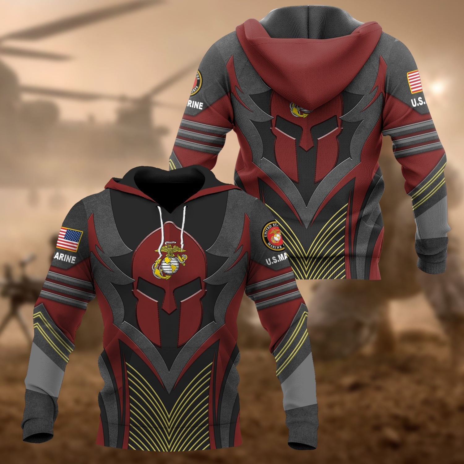 Premium Multiple US Military Services Veteran Hoodie PVC140101