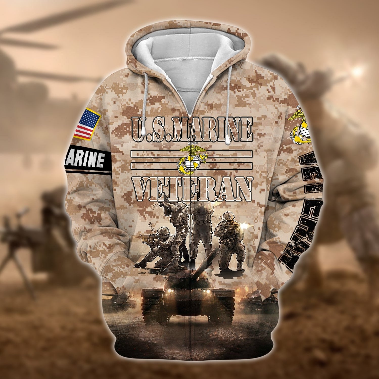 Premium Multiple US Military Services Veteran Zip Hoodie PVC130101