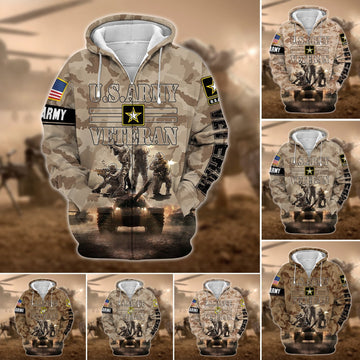 Premium Multiple US Military Services Veteran Zip Hoodie PVC130101