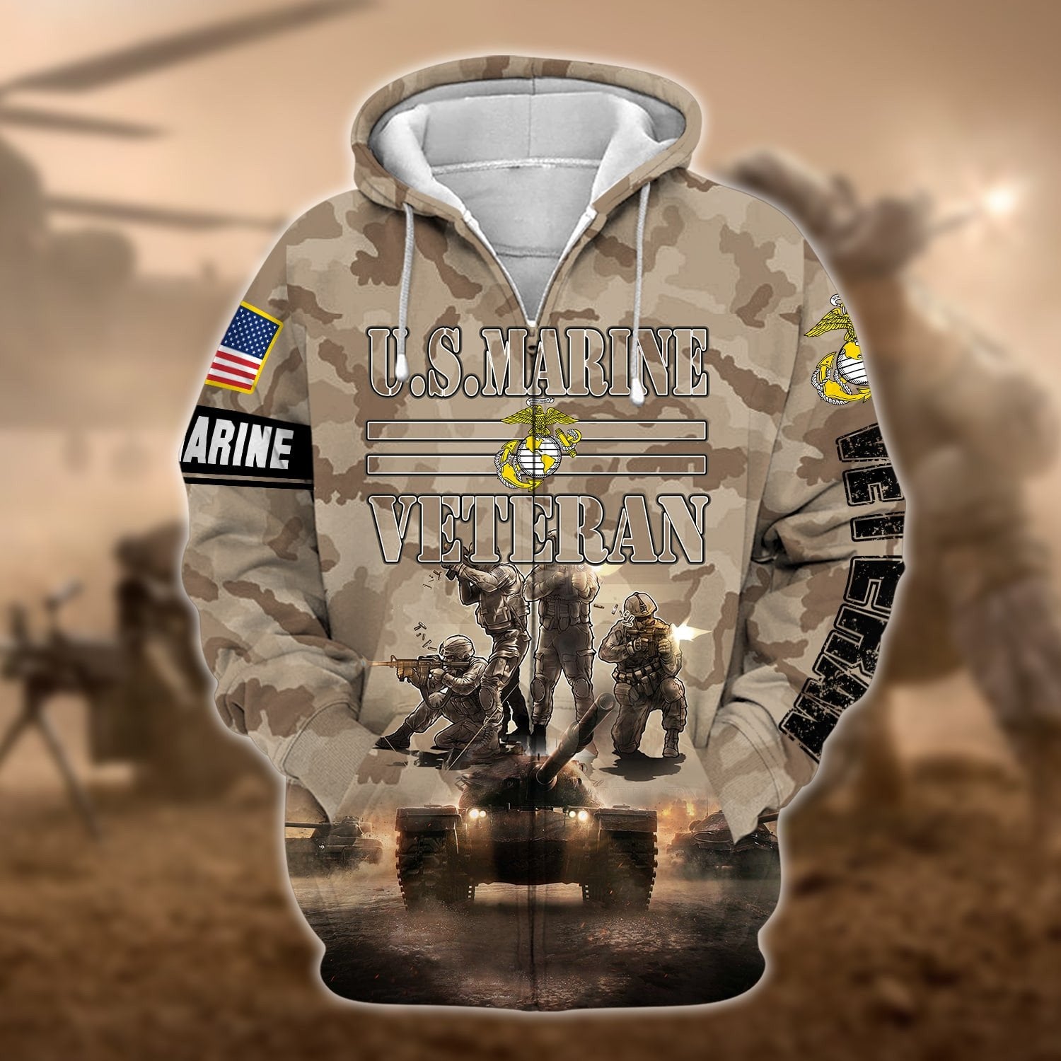 Premium Multiple US Military Services Veteran Zip Hoodie PVC130101