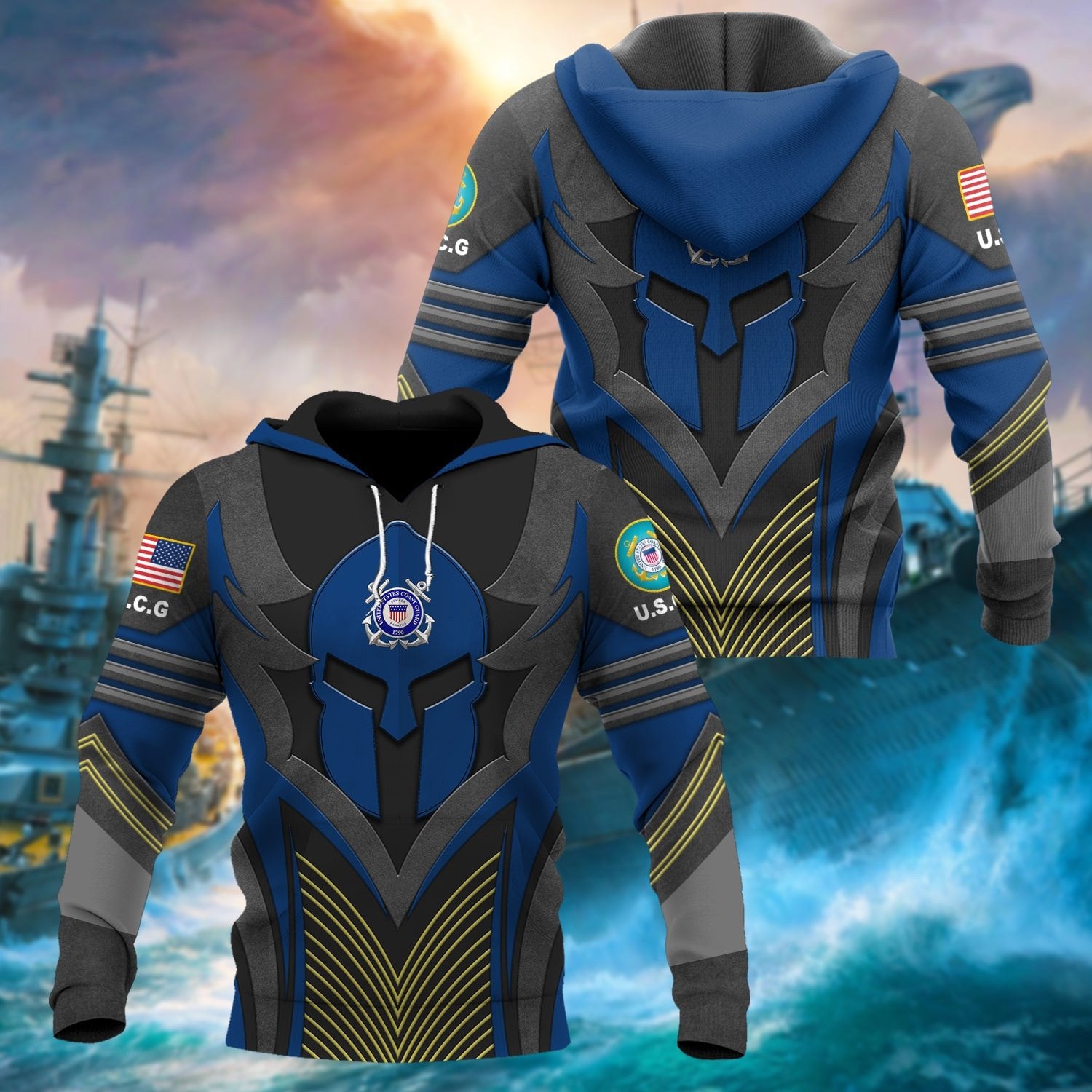 Premium Multiple US Military Services Veteran Hoodie PVC140101