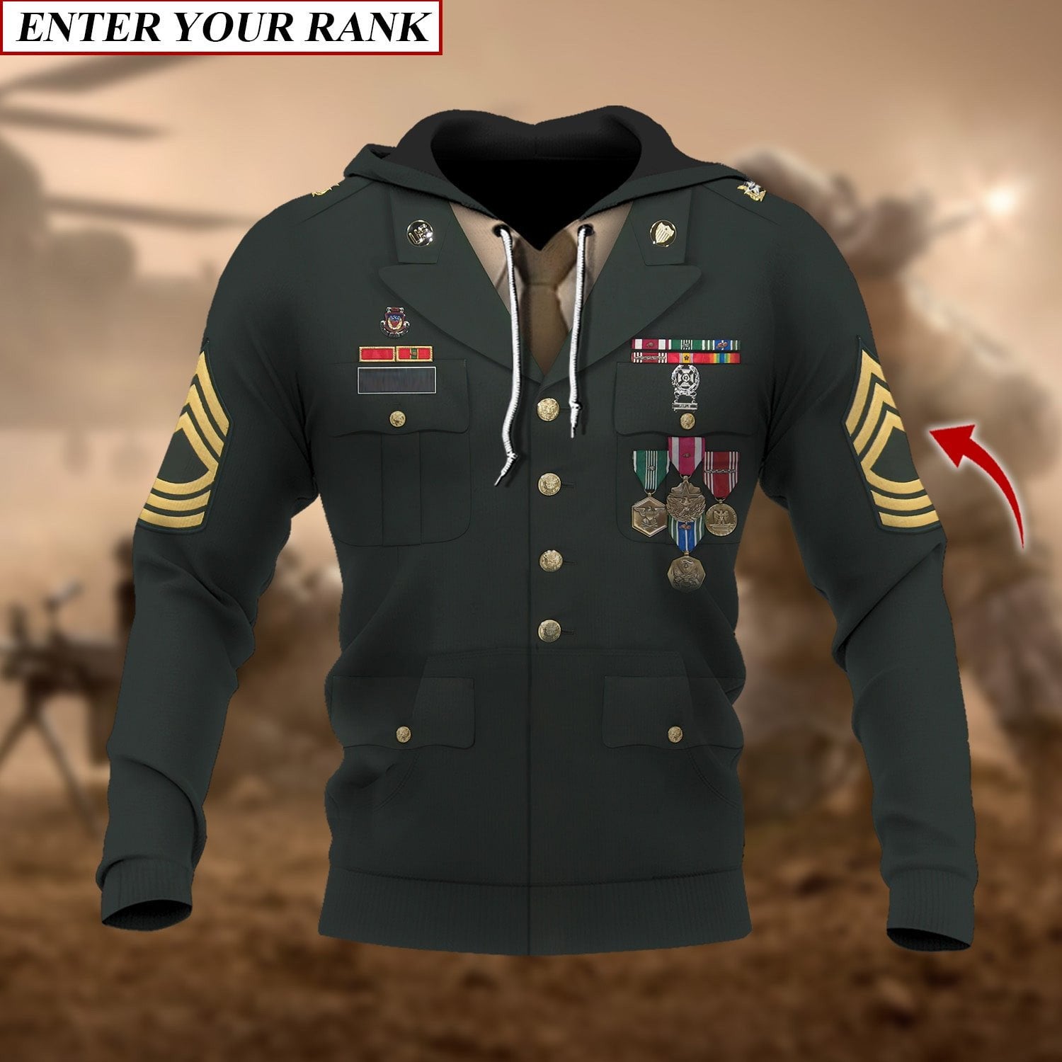 Premium Multiple US Military Services Veteran Personalize Hoodie PVC130103