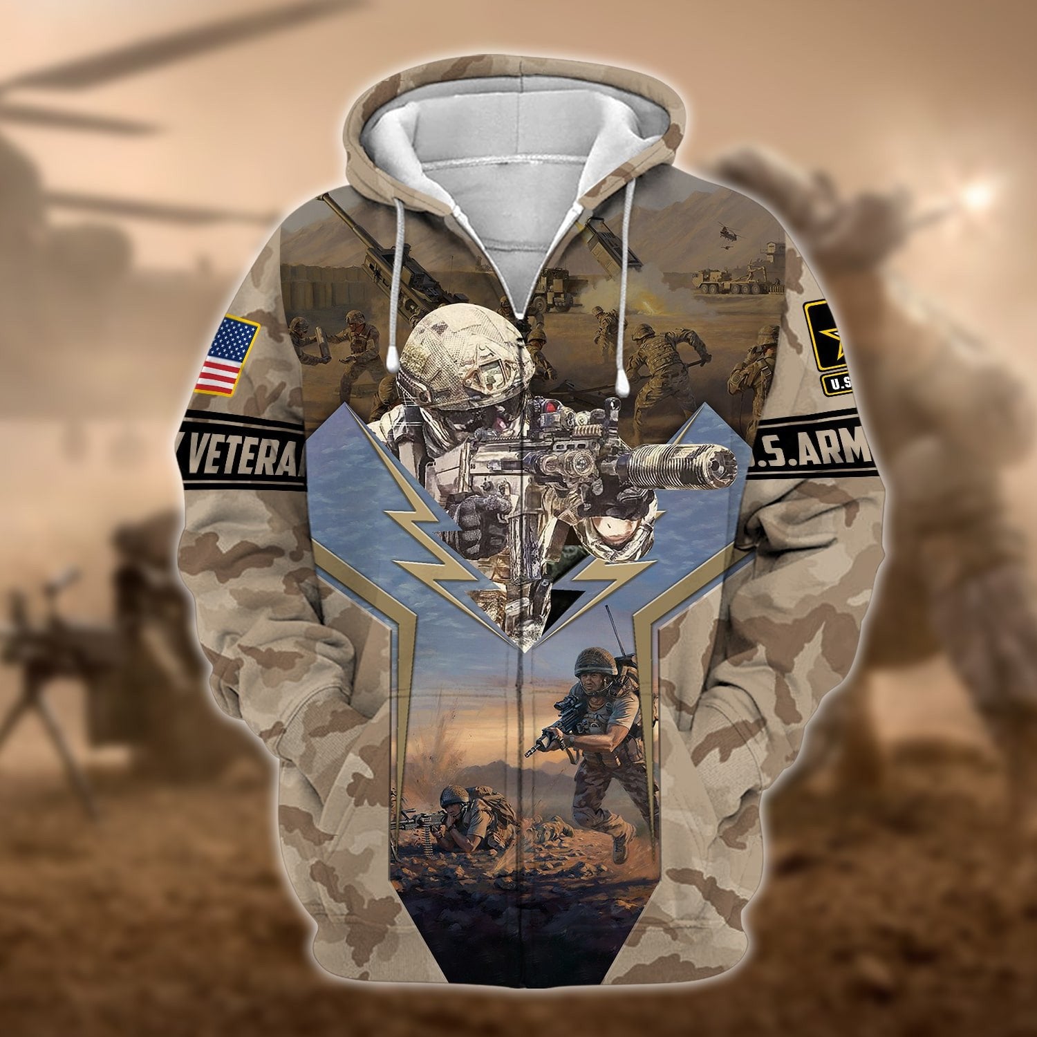 Unique U.S. Army Veteran Zip Hoodie PVC120103
