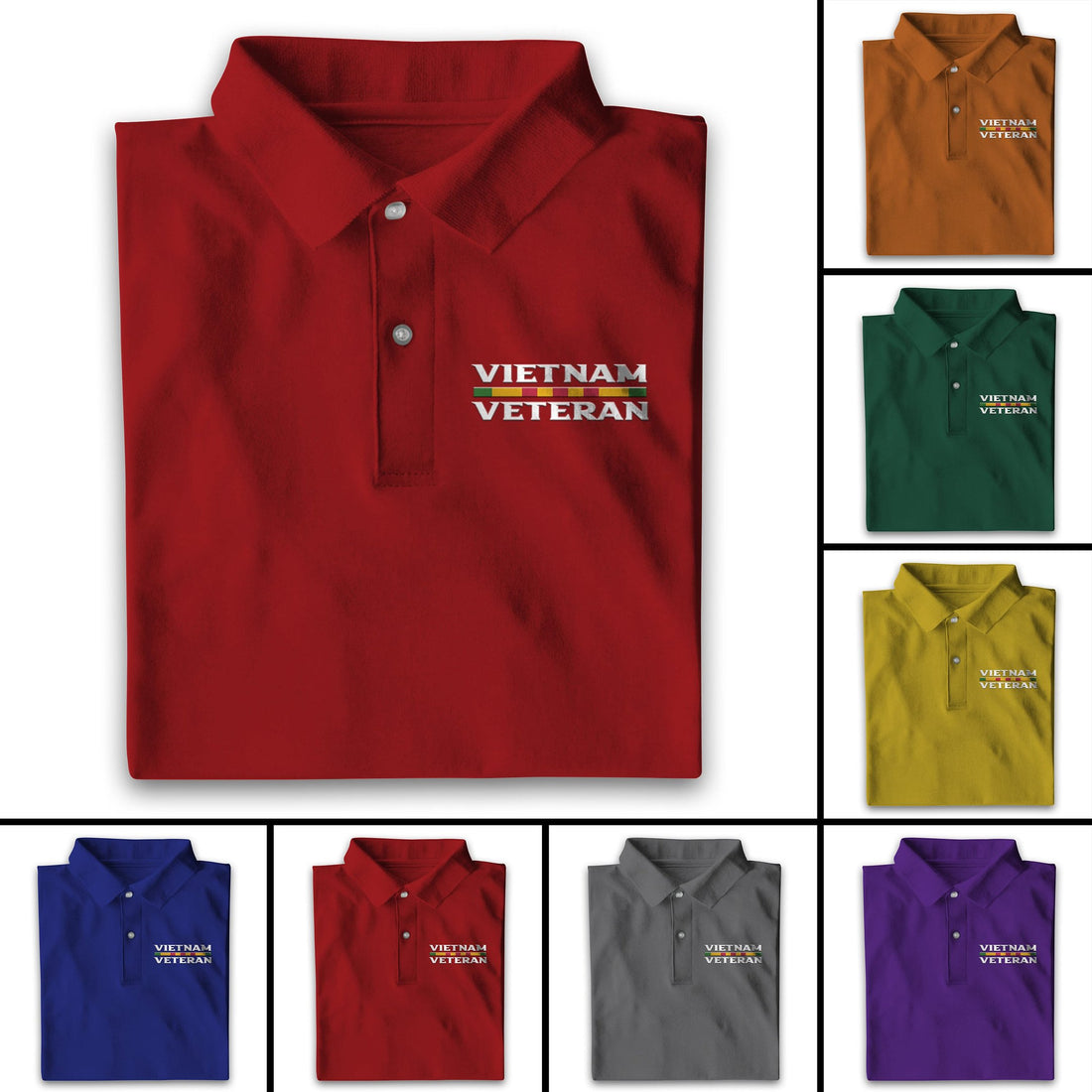 Multicolor Unique Vietnam Veteran Polo Shirt TVN170101