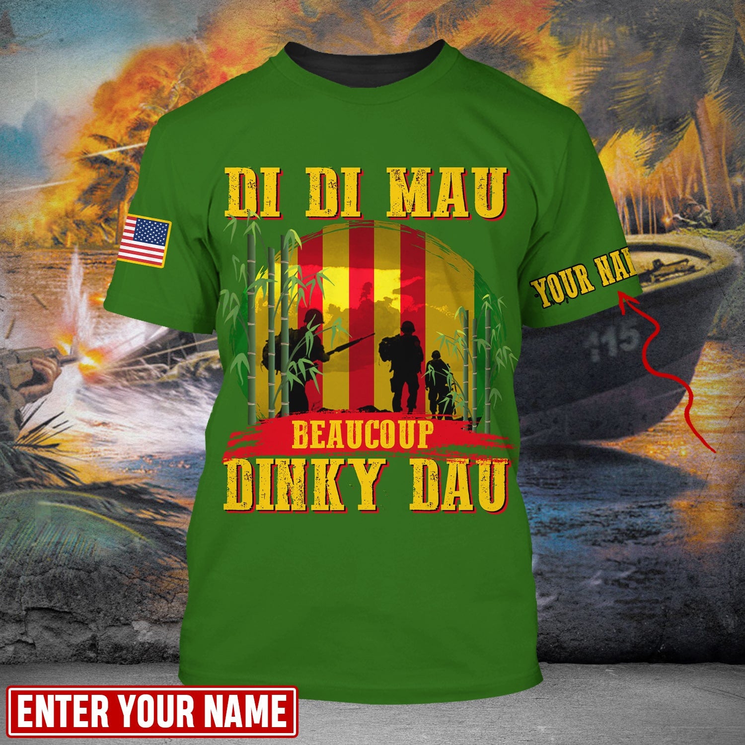 Personalised Multicolor Di Di Mau Dinky Dau Vietnam Veteran T-shirt TVN170103