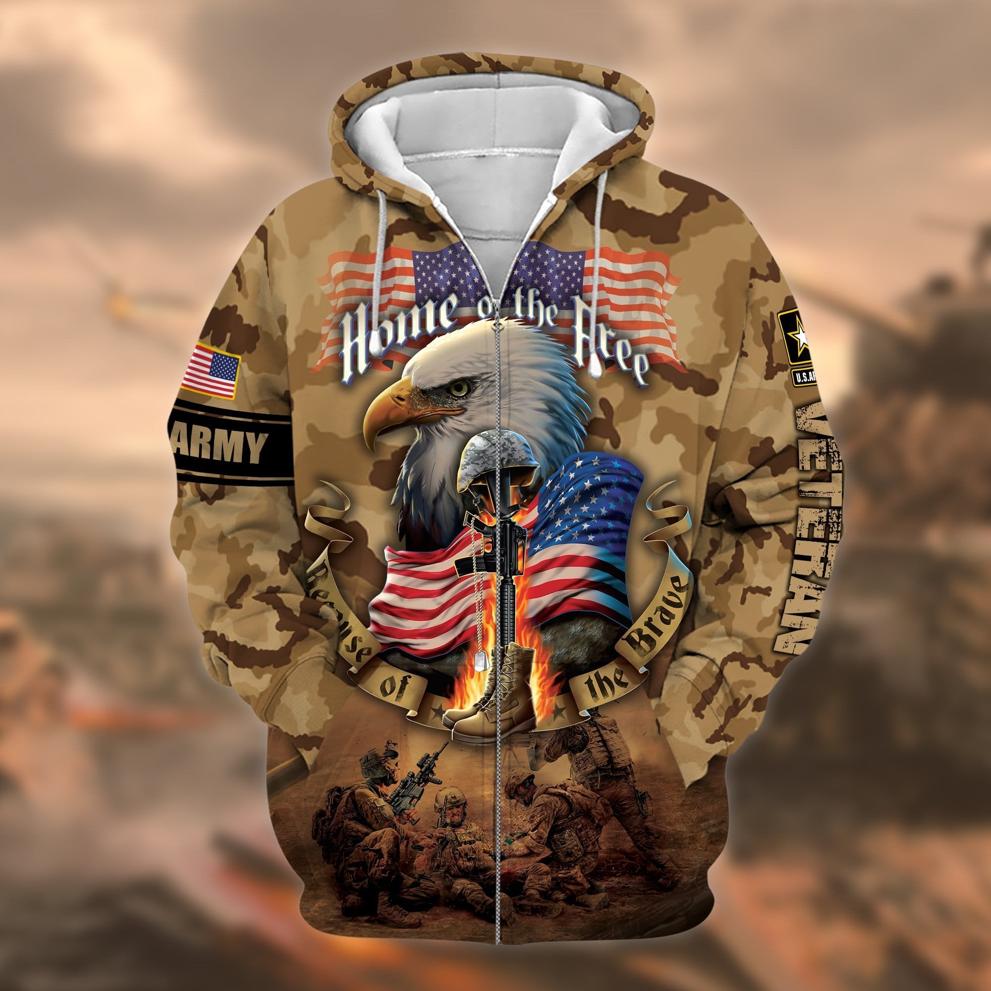 Unique U.S. Army Veteran Zip Hoodie PVC160101