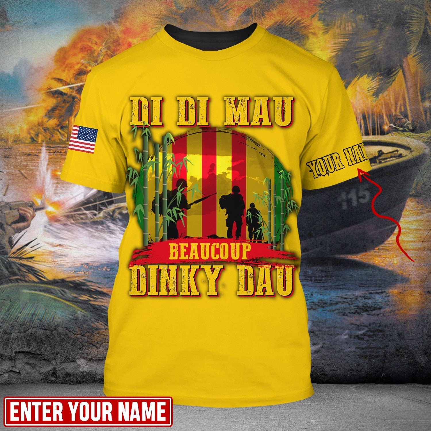 Personalised Multicolor Di Di Mau Dinky Dau Vietnam Veteran T-shirt TVN170103