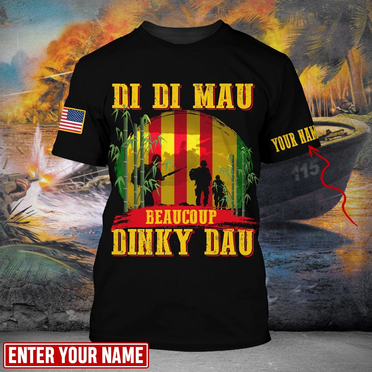 Personalised Multicolor Di Di Mau Dinky Dau Vietnam Veteran T-shirt TVN170103