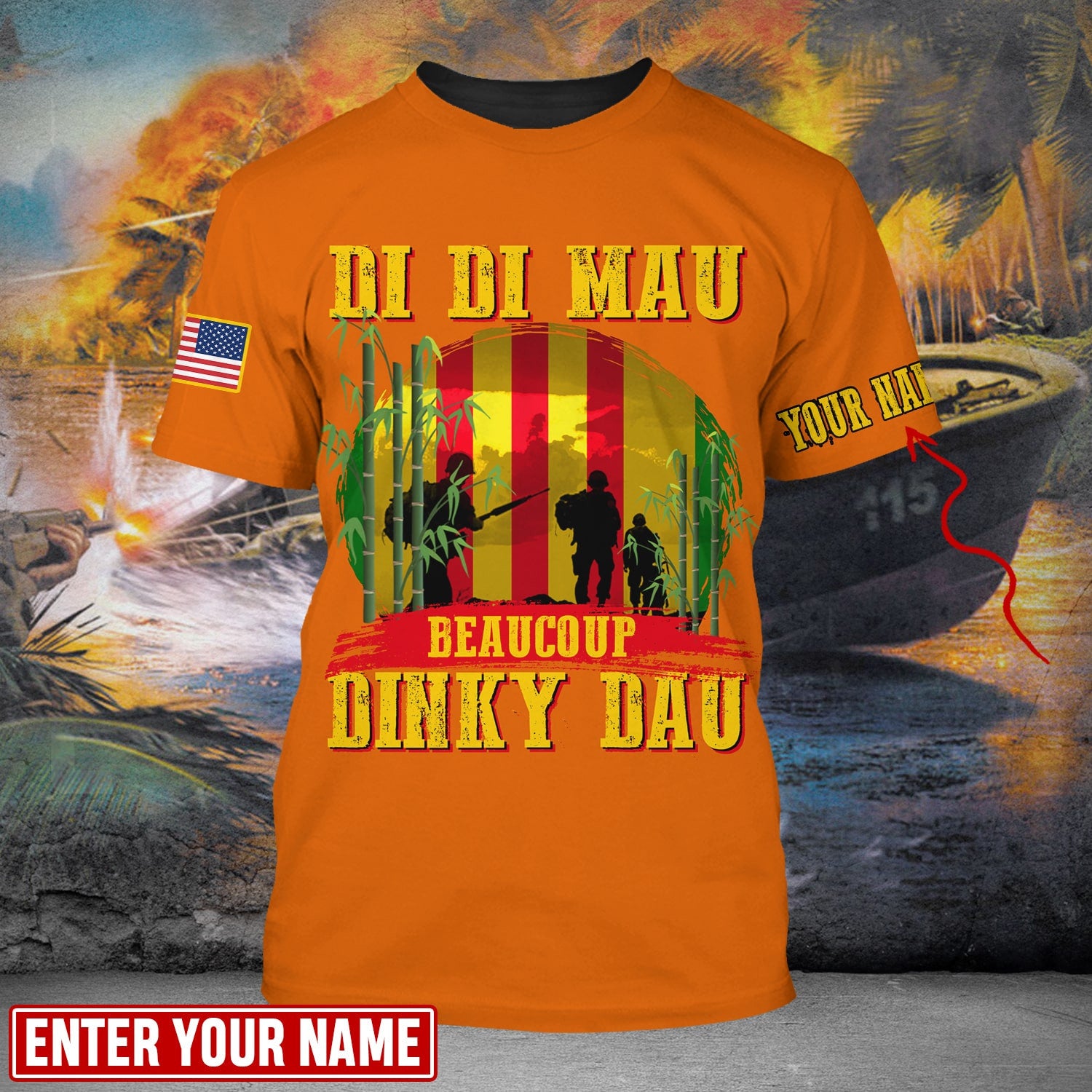 Personalised Multicolor Di Di Mau Dinky Dau Vietnam Veteran T-shirt TVN170103
