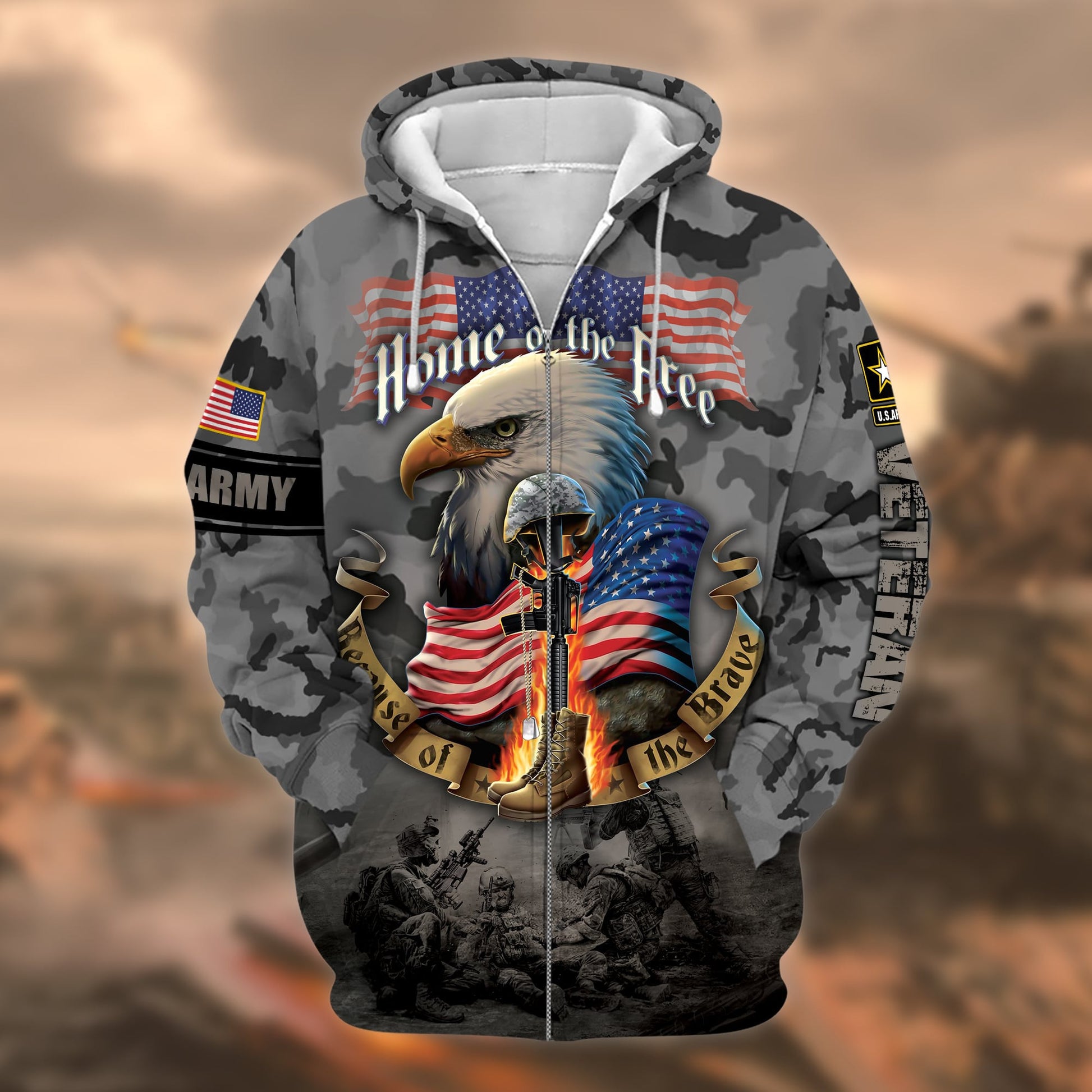 Unique U.S. Army Veteran Zip Hoodie PVC160101
