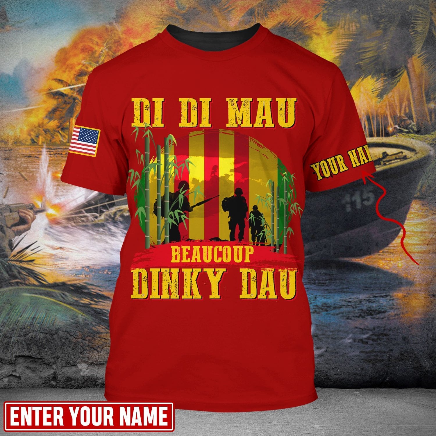 Personalised Multicolor Di Di Mau Dinky Dau Vietnam Veteran T-shirt TVN170103
