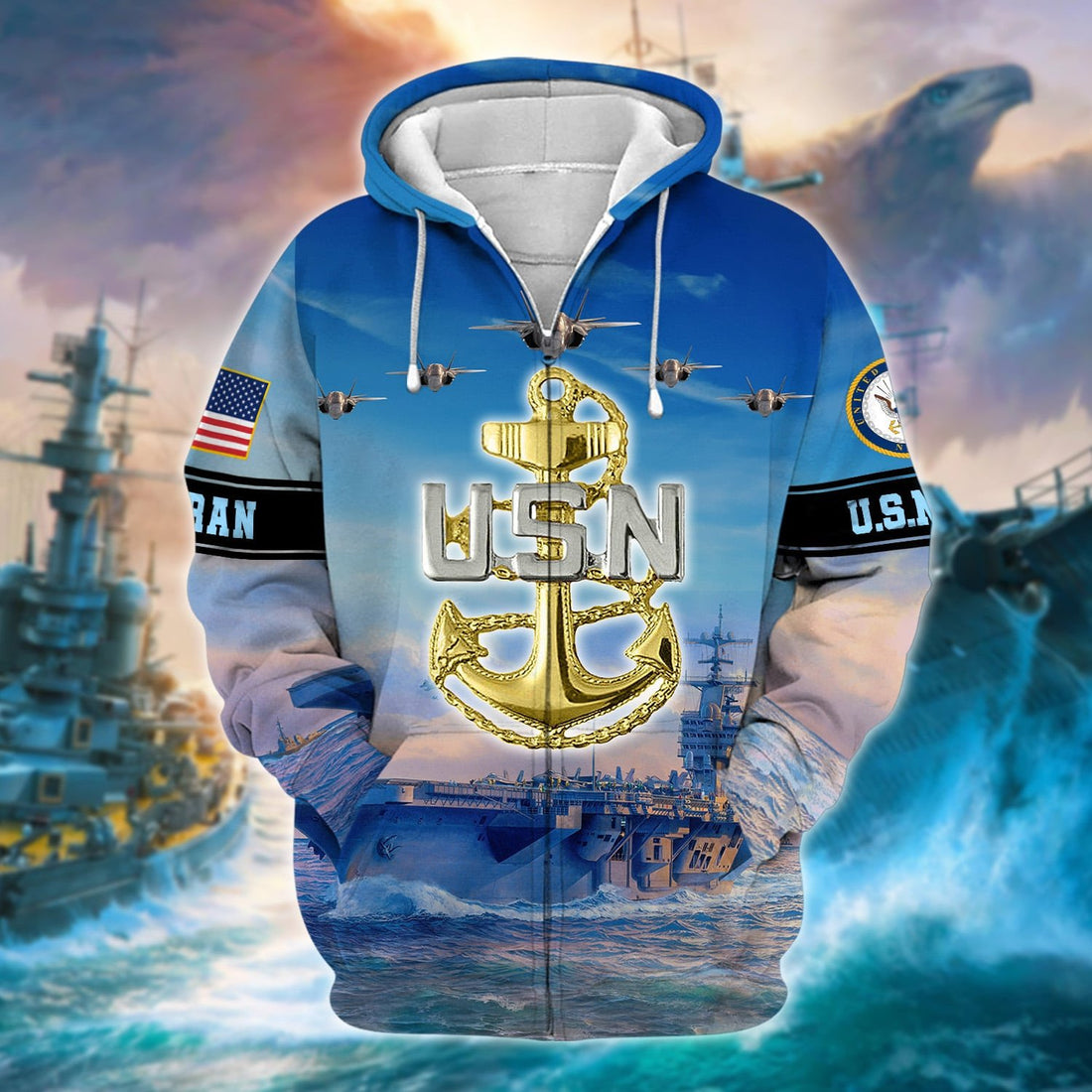 Unique U.S. Navy Veteran Zip Hoodie PVC190102