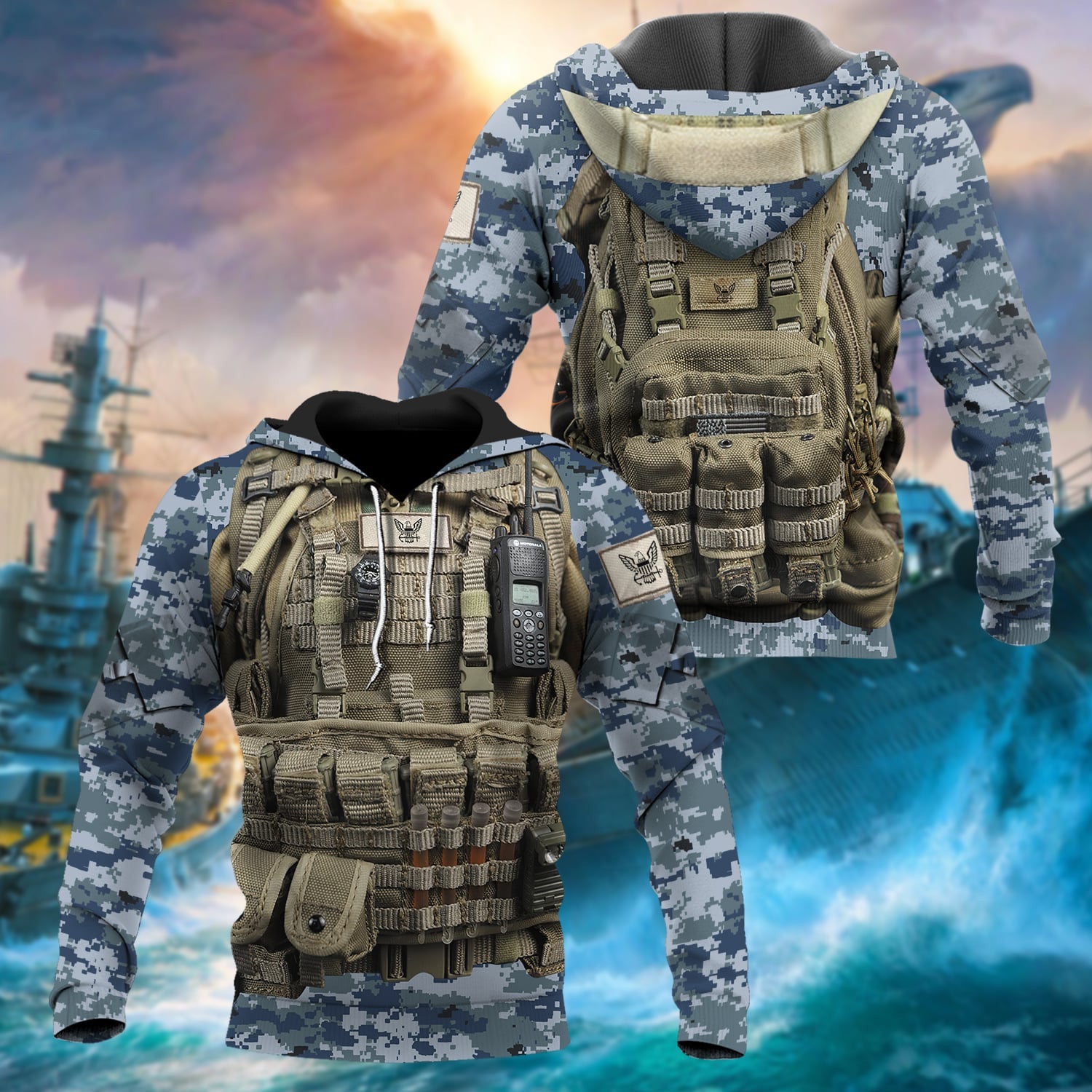 Unique Multiple Service Veteran Hoodie PVC190101