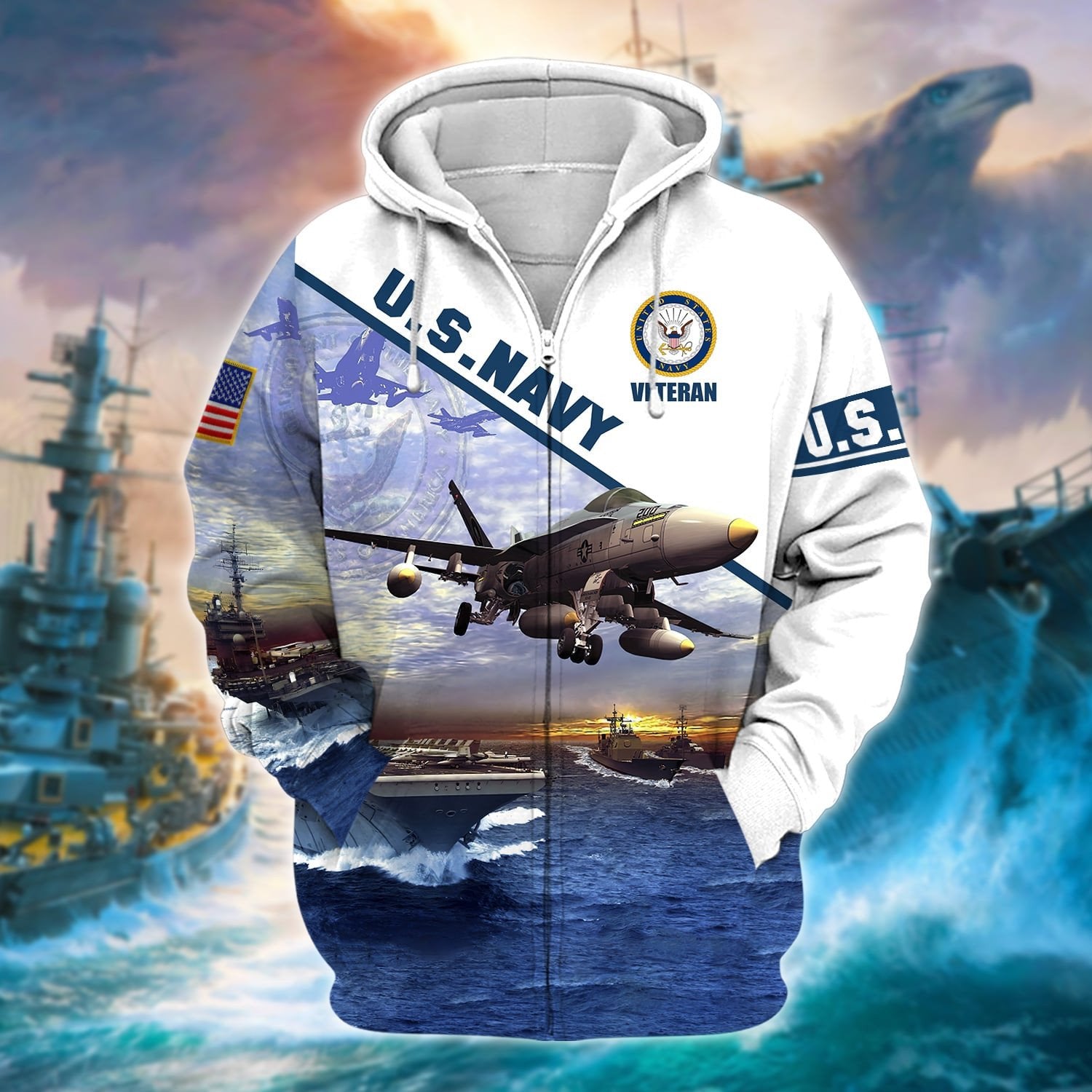 Unique U.S. Navy Veteran Zip Hoodie PVC170103