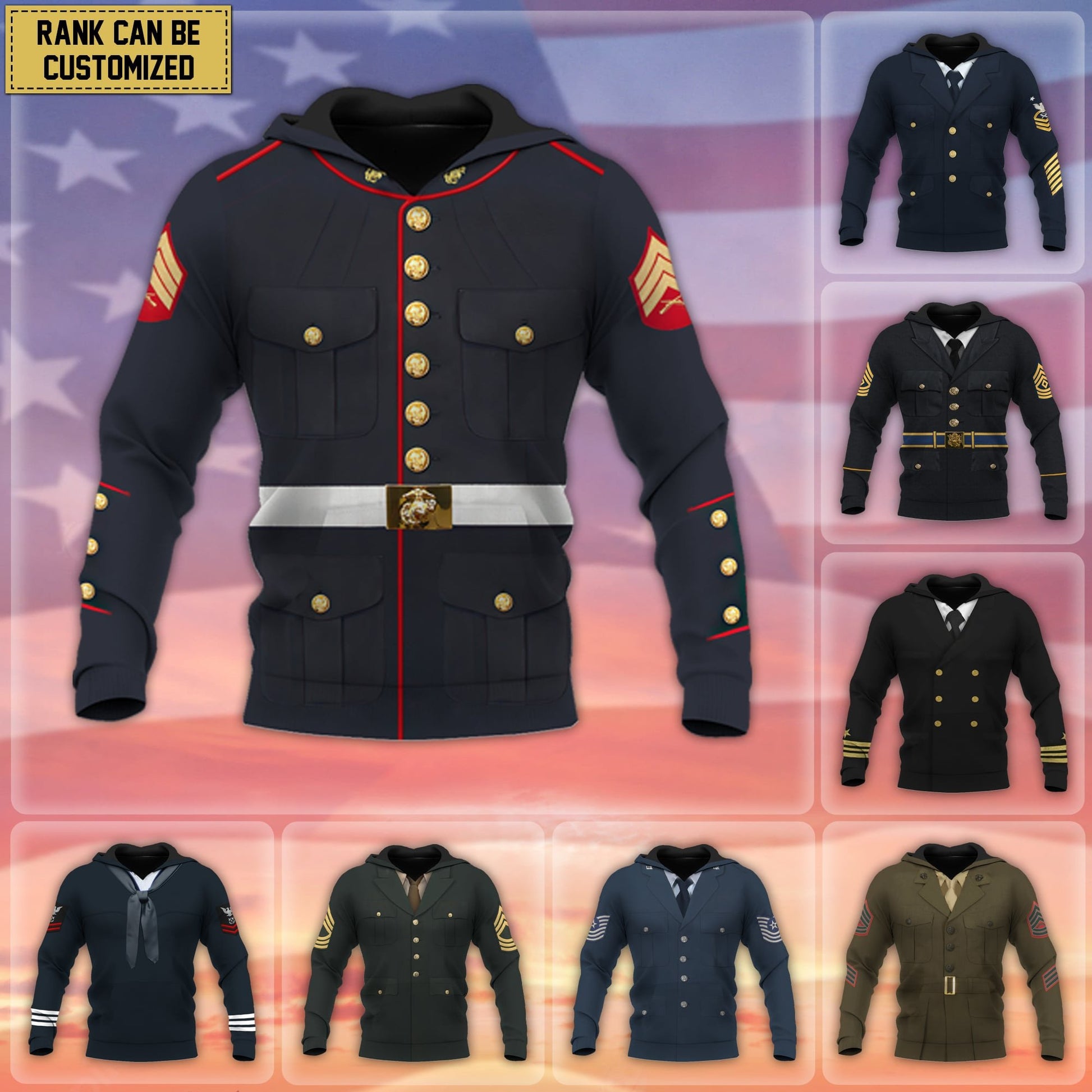 Premium Personalised Multiple Services US Veteran Hoodie PVC230101