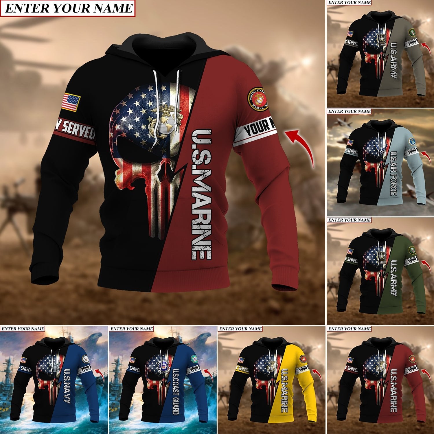 Personalised Premium The Punisher Veteran Hoodie TVN230101