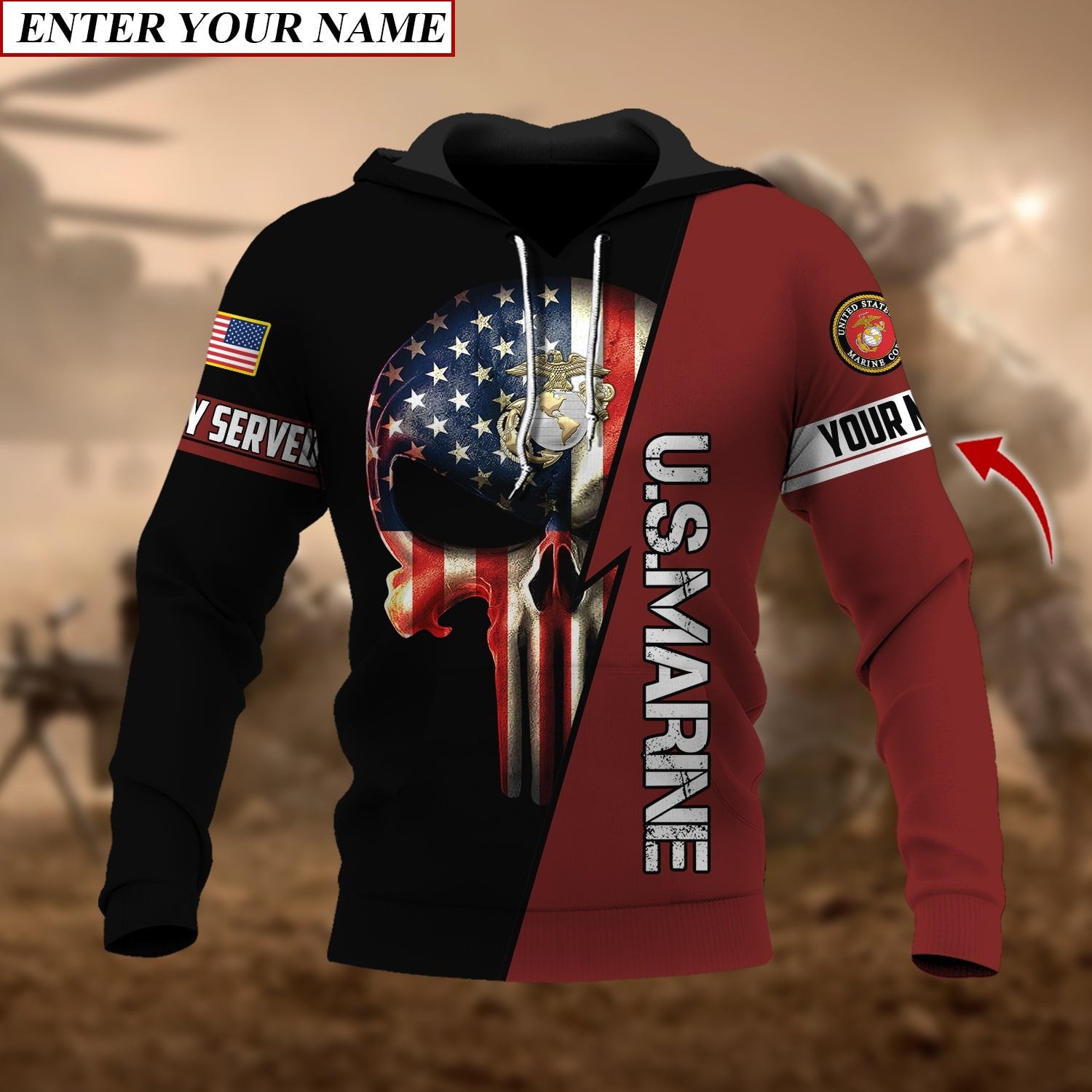 Personalised Premium The Punisher Veteran Hoodie TVN230101