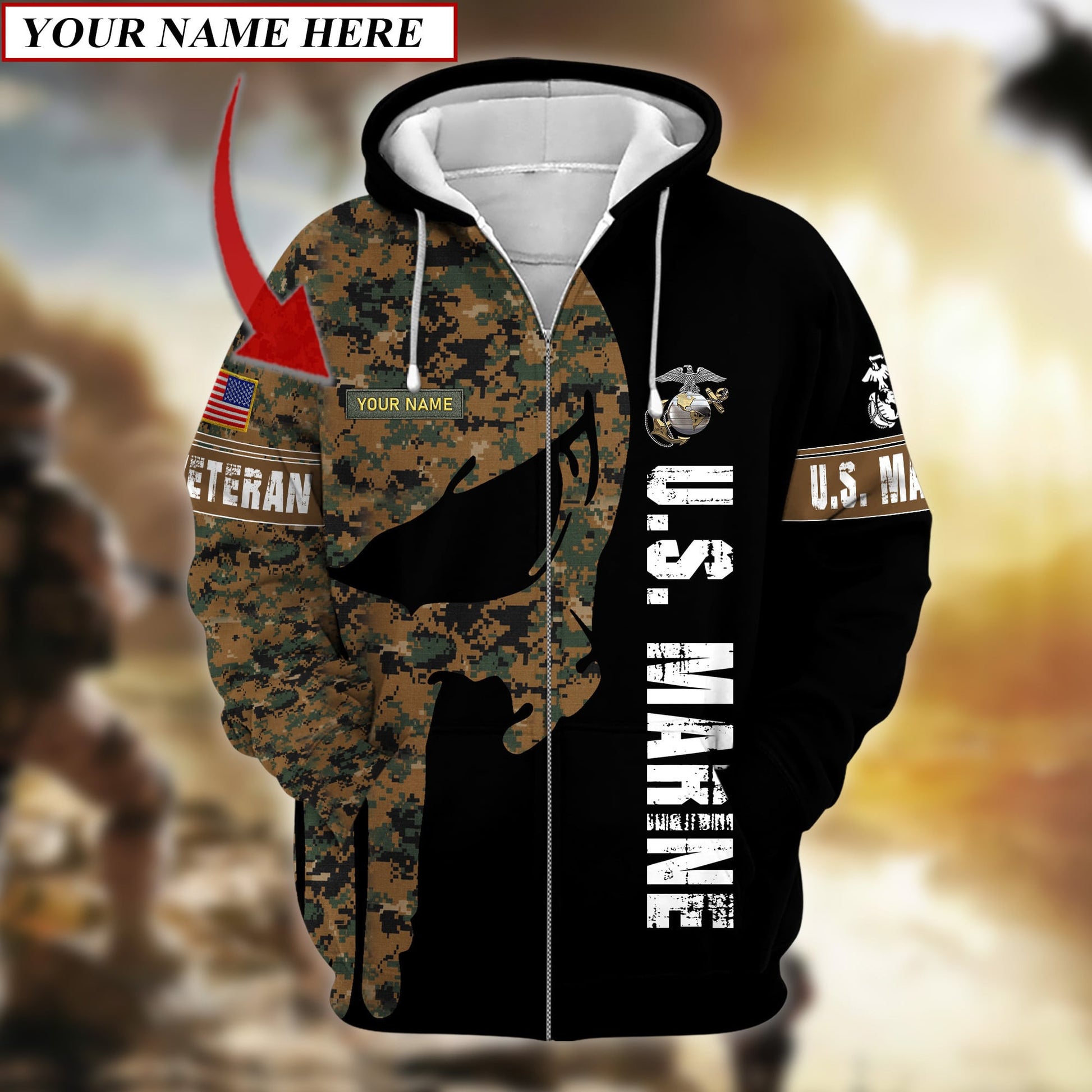 Premium Multiple US Military Services Veteran Personalize Zip Hoodie PVC24010301