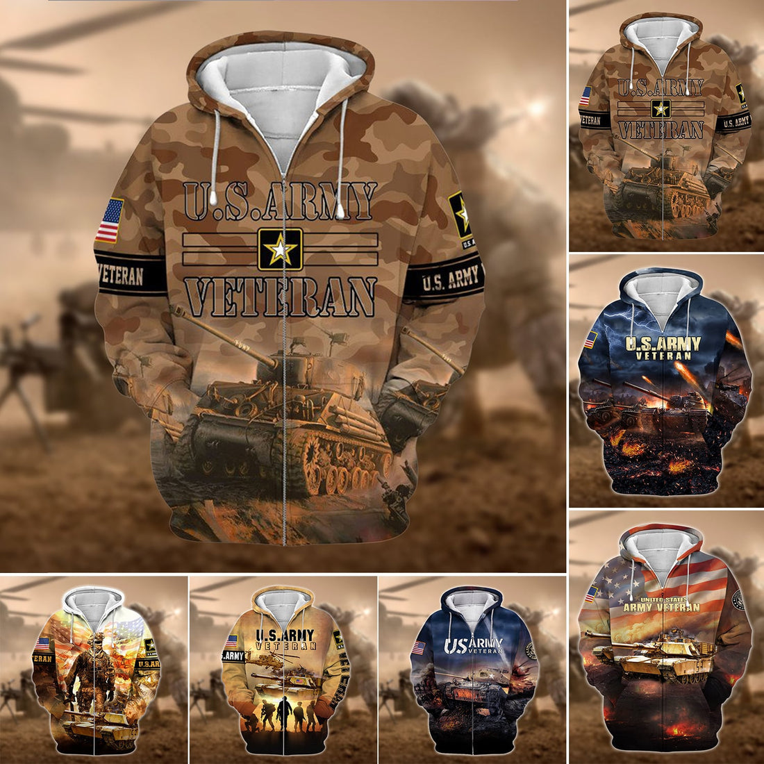 Premium U.S. Army Veteran Collection Ziphoodie PVC240101