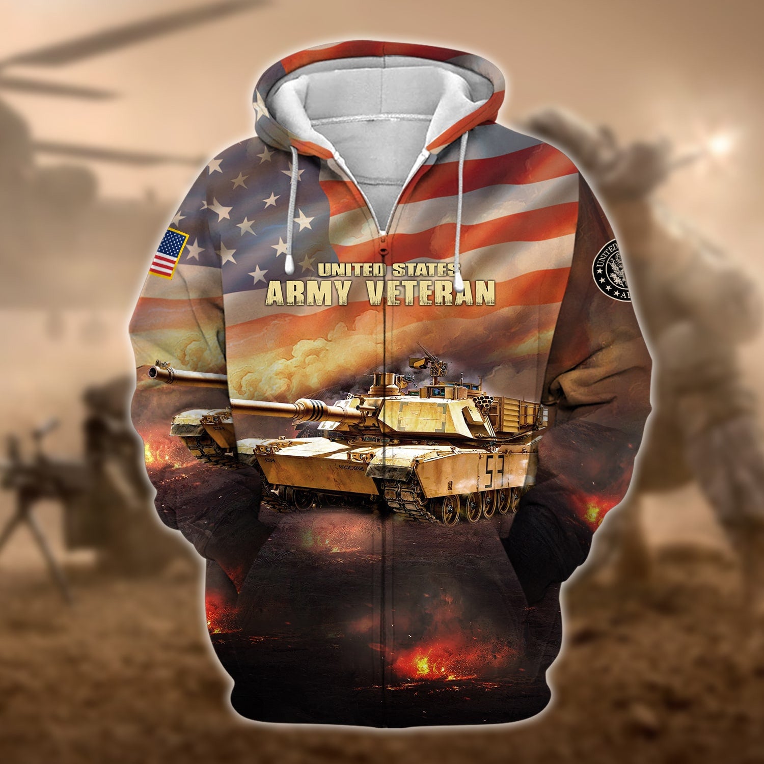 Premium U.S. Army Veteran Collection Ziphoodie PVC240101