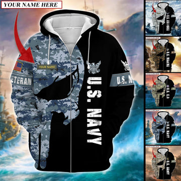 Premium Multiple US Military Services Veteran Personalize Zip Hoodie PVC24010301