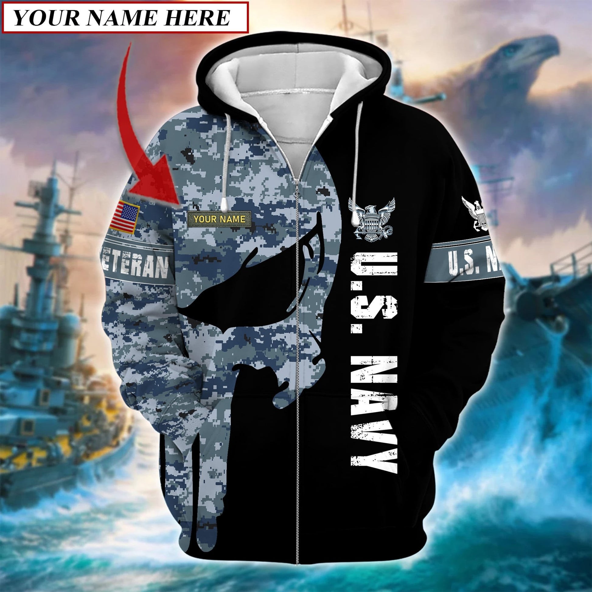 Premium Multiple US Military Services Veteran Personalize Zip Hoodie PVC24010301