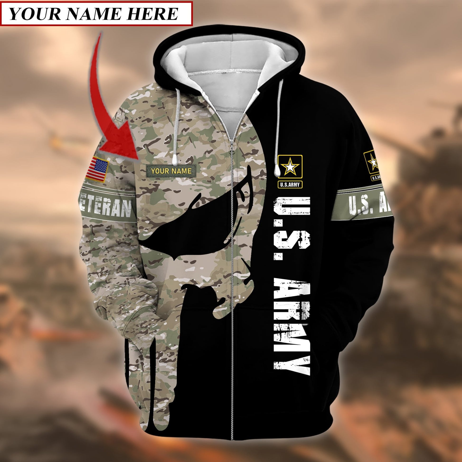 Premium Multiple US Military Services Veteran Personalize Zip Hoodie PVC24010301